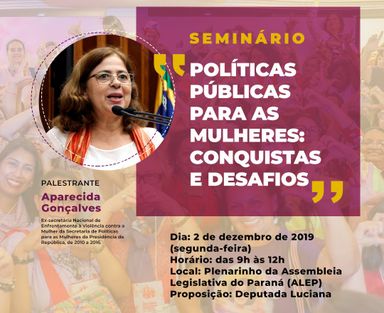 Seminário na ALEP vai discutir o enfrentamento da violência contra as mulheres