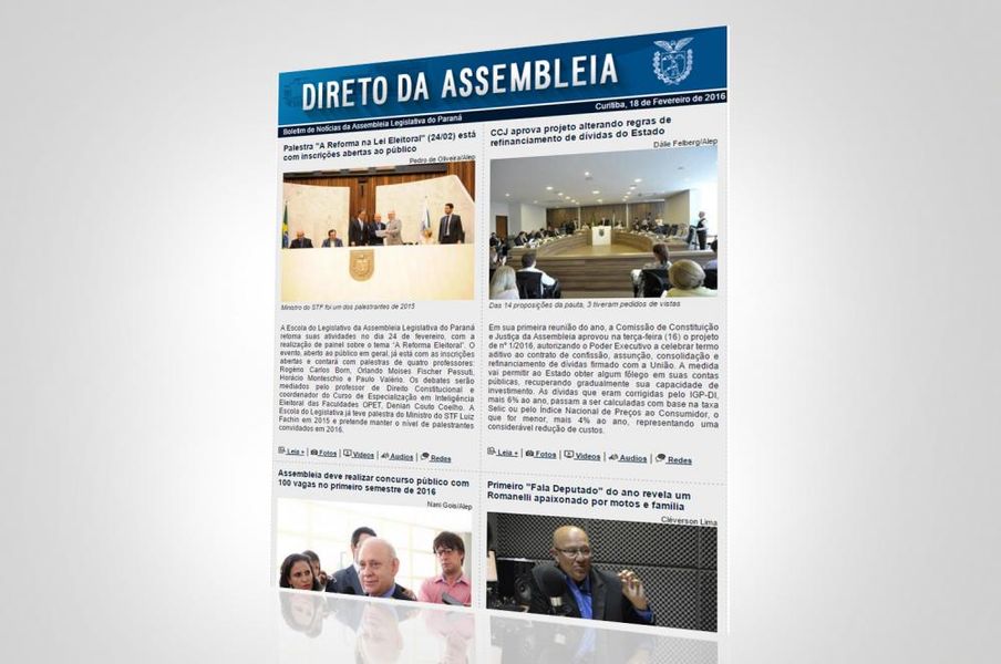 "Direto da Assembleia", a nova ferramenta de divulgação do trabalho parlamentar, começa a circular na segunda-feira (22)