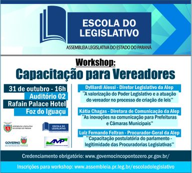 Escola do Legislativo fará workshop para vereadores durante evento Governo 5.0
