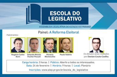 Plenário da Assembleia Legislativa sediará painel sobre "A Reforma Eleitoral" nesta quarta-feira (24)