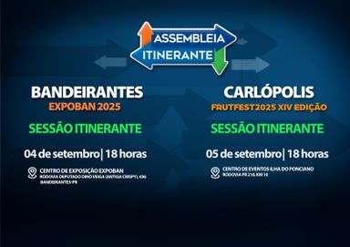 Assembleia Itinerante leva Sessões Especiais a Bandeirantes e Carlópolis nesta semana