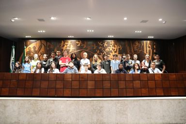 Alunos participantes do programa Linhas do Conhecimento visitam a Assembleia
