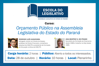 Orçamento Público é tema de curso da Escola do Legislativo nesta quarta-feira (28)