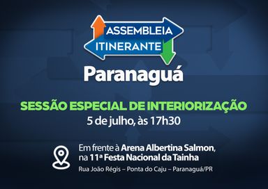Edição da Assembleia Itinerante no Litoral ocorre na próxima quarta-feira (05)