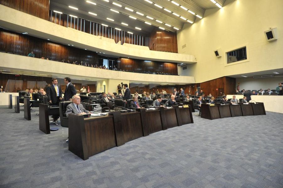 Parlamentares reunidos na sessão plenária desta terça-feira (20).