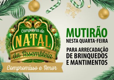 Assembleia Legislativa realiza mutirão na quarta-feira (07) para arrecadação de brinquedos e mantimentos