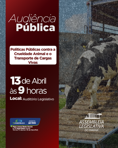 Audiência pública na Assembleia debate exportação de animais vivos e exploração animal no Paraná