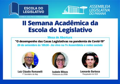 Escola do Legislativo divulga programação da II Semana Acadêmica